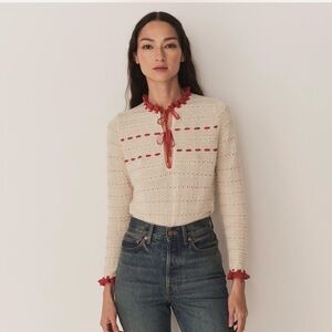 Doen Cordelie sweater Cream and Red Knit Sweater - moonstone XS NWT